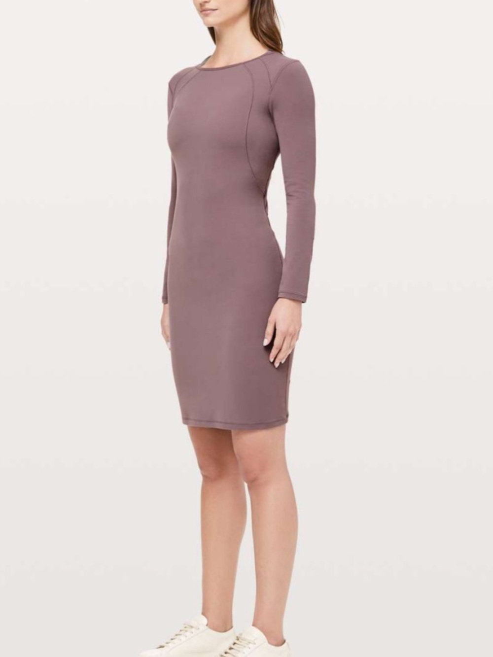Lululemon Contour Dress Long-Sleeve Bodycon Dress in Dusty Mauve Antique Bark